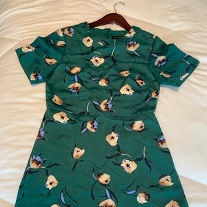Green flowers spring dress